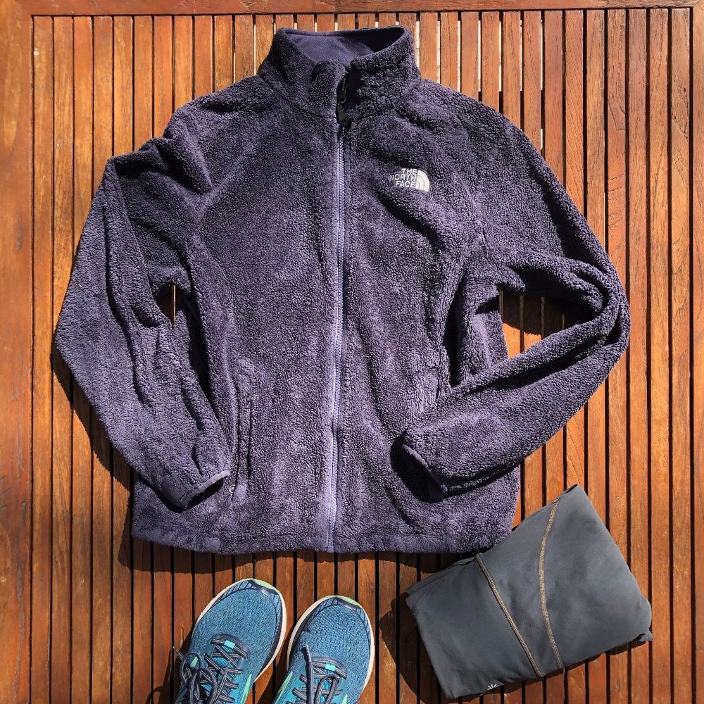 North Face Fuzzy Zip Up Jacket in Plum